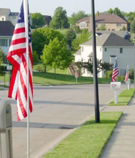 photo of American flags on an avenue